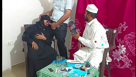 Muslim women fucked by the doctor in front of her husband because she could not get pregnant (Threesome Sex)