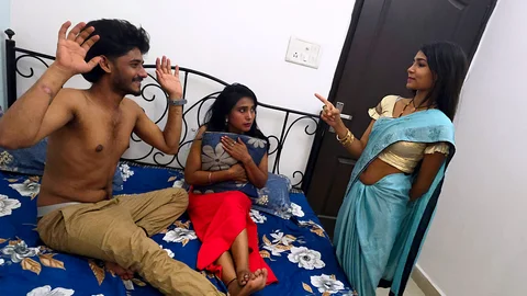 Asian Indian Desi Husband Cheating and Caught by wife Fucking to girlfreind husband wife Girlfriend Threesome Video