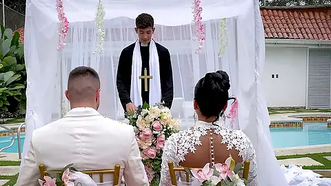 The Martix Wedding Chapter IV - Mariana Fucks the Priest in a Bathroom After Getting Married